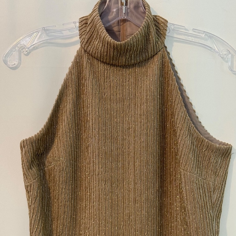 Vintage Caché Gold Ribbed Halter Top Y2K, 90's Excellent Condition, Super Sexy!